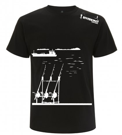 RIVERKINGS  T-shirt  Carp fishing  zwart met witte  print