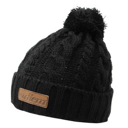 Diem Knitted bobble beanie (muts) zwart