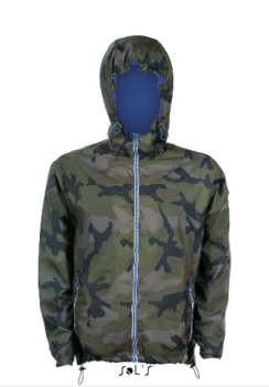 Unisex Lined Windbreaker Camouflage / Royal Bleu